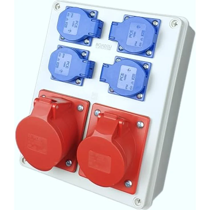 RoadEu Steckdosenverteiler - CEE 32A und 16A Steckdose mit 4x Schuko 230V, IP44, Europäische Komponenten, für Innen- und Außeneinsatz – Bild 2