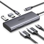 UGREEN Revodok USB C Hub 2 HDMI Docking Station, USB C/USB A 3.0 Ports, PD 100W Schnellladen kompatibel mit Dell, Lenovo, HP, Surface Laptops und mehr Typ C Geräten