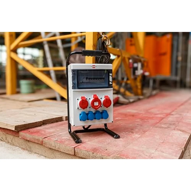 Brennenstuhl Tragbarer Stromverteiler/Baustromverteiler (1x32A + 2x16A CEE-Steckdosen, 2m Kabel, für Baustelleinsatz und ständigen Einsatz im Freien, mit FI-Personenschutz, Made in Germany) – Bild 4