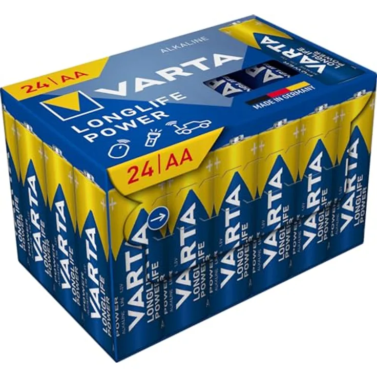 Varta Longlife Power AA CUBE24, 24er Pack Alkaline Batterien, Made in Germany