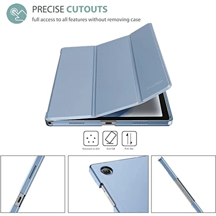 ProCase Hülle für Galaxy Tab A8 10.5” (SM-X200/X205) 2022, Ultra Dünn Leicht Klapp Schutzhülle mit Translucent Frosted Rückhülle - Himmelblau – Bild 3