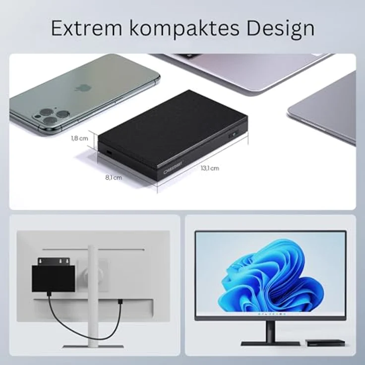 Orbsmart AW-16L Mini-PC, passiver Bürocomputer mit Intel N150, 8 GB RAM, 256 GB HDD, Windows 11 Pro, bis zu 3 Monitore, WiFi 6, lautlos – Bild 3