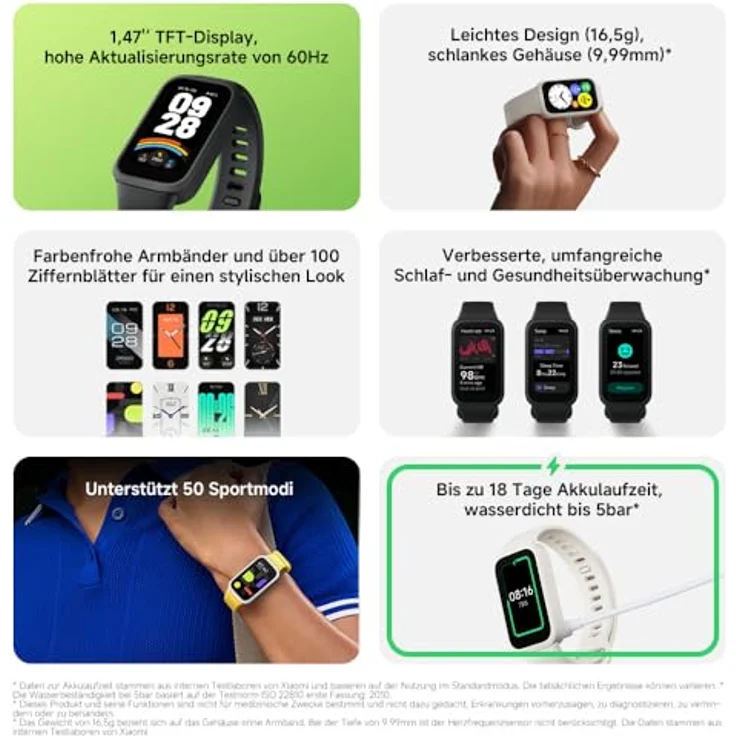 XIAOMI Smart Band 9 Active pink, 1,47 AMOLED-Display, 18 Tage Akkulaufzeit – Bild 3