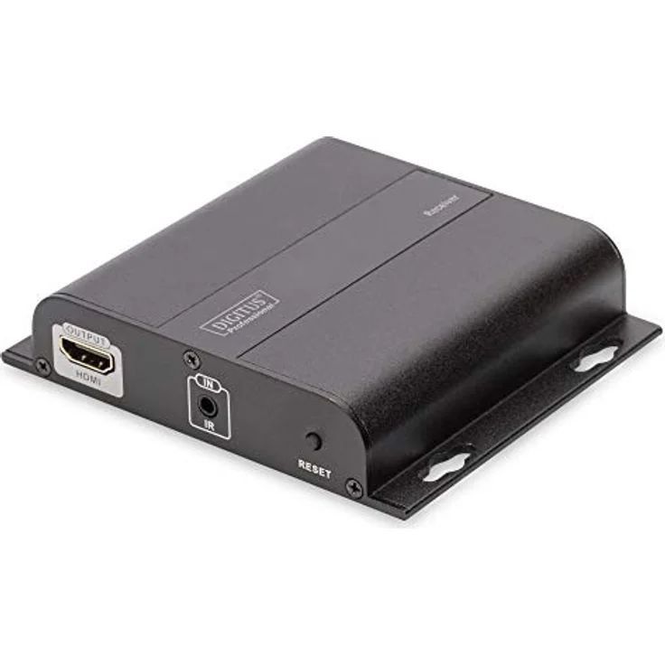 DIGITUS Professional 4K HDMI Extender (Empfängereinheit), IP fähig und Direktverbindung (Cat 5, 5e, 6), bis zu 253 Empfänger, Auflösung 3840x2160p mit 30 Hz, Schwarz – Bild 1