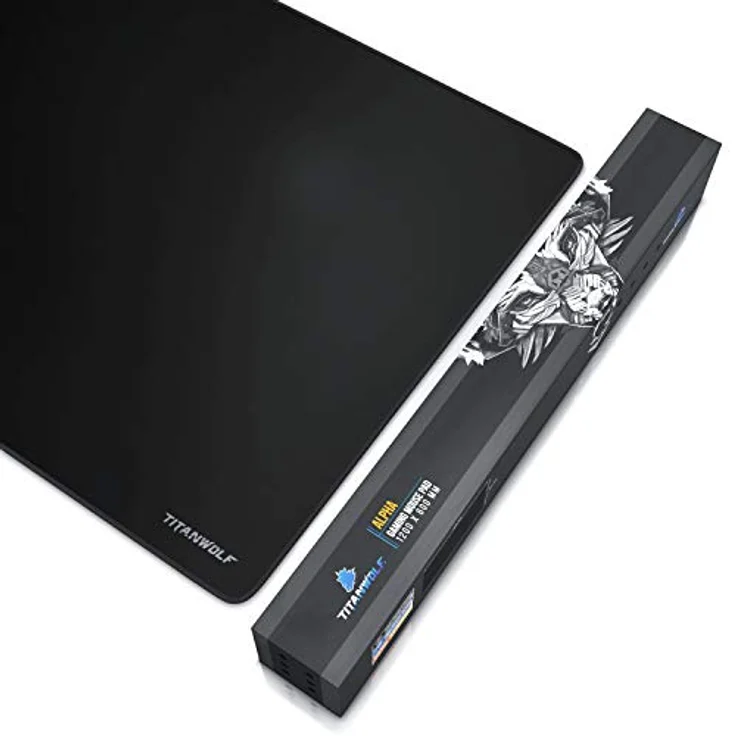 CSL - Übergröße Mauspad Gaming Titanwolf 1200x600mm - XXXL Mousepad groß mit Motiv - Tischunterlage Large Size - verbessert Präzision und Geschwindigkeit - XXL z.B. für Logitech Maus und Tastatur – Bild 8