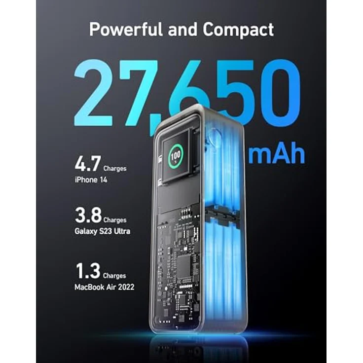 Anker Prime Powerbank, 27.650mAh (250W) 3-Port Powerbank, Kompatibel mit MacBook Pro/Air, iPhone 15/14 Serie, Galaxy, Dell, AirPods, und mehr, Intuitive Smart App, 170W Aufladen per USB-C (Gold) – Bild 4