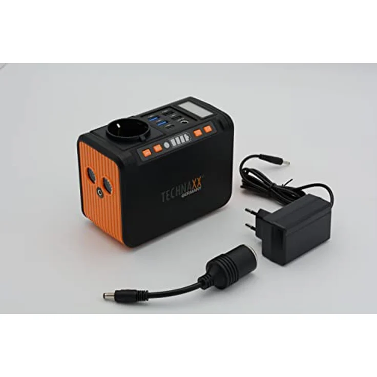 Technaxx Mini Powerstation TX-205 mit LED Panel, Lampe, 5X USB - 74Wh Powerbank 230V mit eingebauter Steckdose für Laptop, Handy, Mini-Kühlschrank etc., Kompatibel mit Solarladegeräten – Bild 4