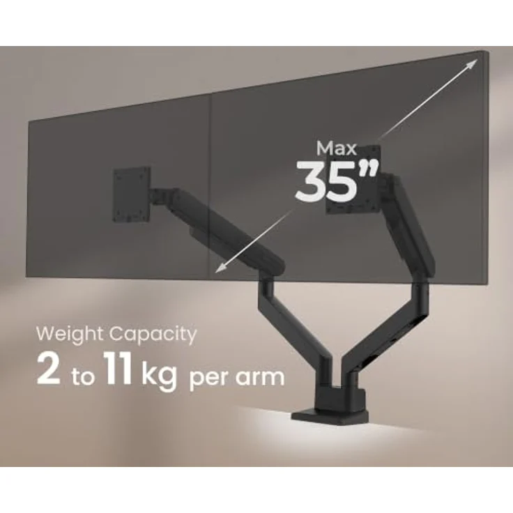 BenQ Ergo Arm BDL01 – VESA-kompatibler Monitorarm für Standard-Monitore bis 35 Zoll, stabile Tischhalterung, flüssige Verstellung, für Tischdicken 10–50 mm, bis 11 kg pro Arm – Bild 2