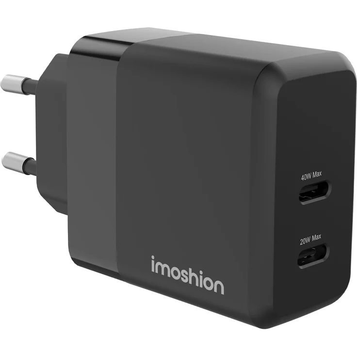 iMoshion Wandladegerät - 2x USB-C Ladegerät mit Power Delivery, 40W, Schwarz
