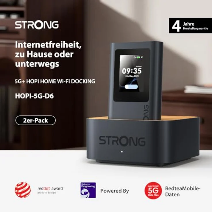 Strong 5G HOPI HOME WI-FI DOCKING (2-PACK), Mobiles Breitband- und Heim-Wi-Fi-System mit 5G-Mobil-Hotspot, Wi-Fi 6, bis zu 3.4 Gbps Download, 254 Geräte Unterstützung, Dual-Band, 6.1 cm LCD-Touchscreen – Bild 2