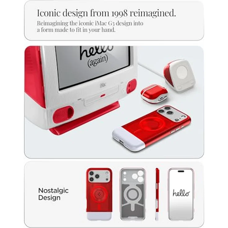 Spigen iPhone 17 Pro Hülle Classic C1 Retro-Futuristisches MagFit Case mit 6-Schicht-Struktur und Sound Tunnel Tech, kompatibel mit MagSafe Zubehör - Ruby – Bild 3