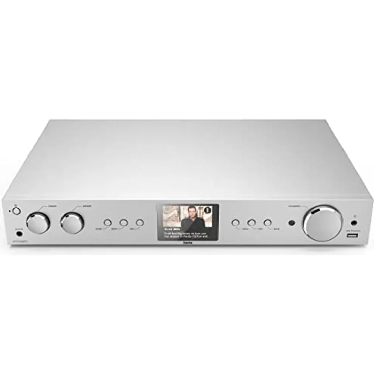 Hama DIT2105SBTX DAB Tuner HiFi Digitalradio Internet Radio FM Tuner Bluetooth Tuner HiFi Internetradio Digitalradio FM WLAN Stereo Receiver Spotify Amazon Music Fernbedienung USB AUX Wecker, silber