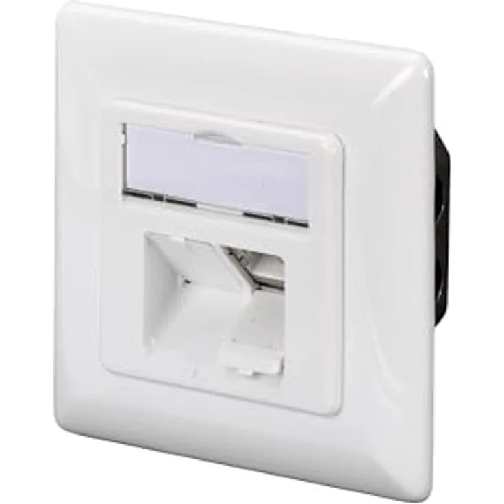 Digitus CAT 6A Unterputz Anschlussdose, 2 Ports, geschirmte RJ45-Buchsen, Pure White RAL 9010