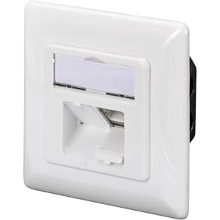 Digitus CAT 6A Unterputz Anschlussdose, 2 Ports, geschirmte RJ45-Buchsen, Pure White RAL 9010 – Bild 1