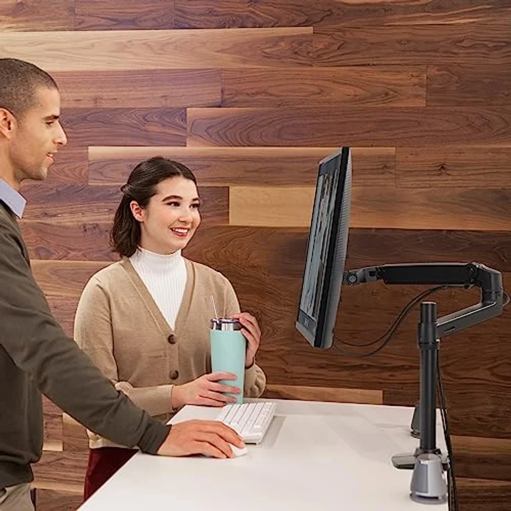 Ergotron LX Monitor Arm mit hoher Säule, Tischhalterung für Monitore bis 86,4 cm (34"), max. Traglast 11,3 kg, schwarz – Bild 4