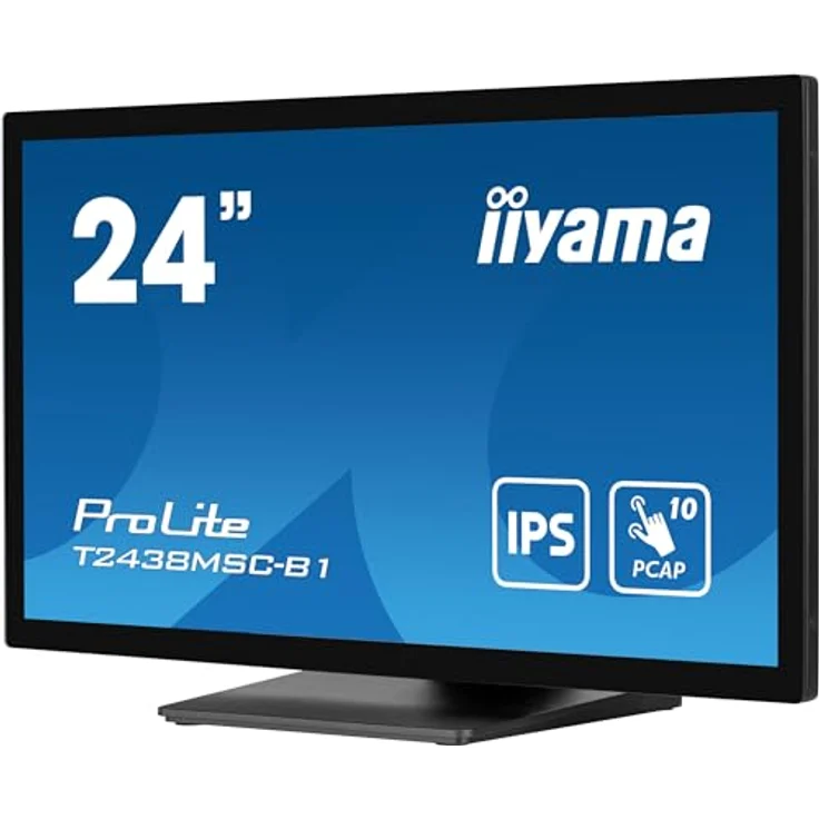 iiyama Prolite T2438MSC-B1 60,5cm 23,8" IPS LED-Monitor Full-HD 10 Punkt Multitouch Optical-Bonded kapazitiv HDMI DP USB3.2 Anti-Fingerprint IP1X 7H Metallgehäuse schwarz – Bild 4