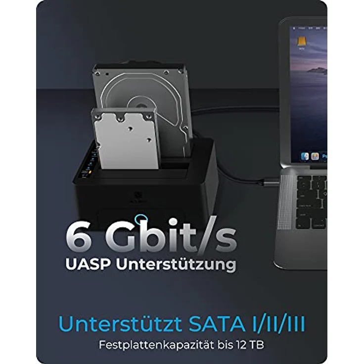ICY BOX Dual HDD / Festplatten Docking Station USB 3.0 für SATA 2,5 Zoll & 3,5 Zoll, Festplatten Klonstation & Lesegerät, Adapter, Extern, Schwarz, IB-1232CL-U3 – Bild 5