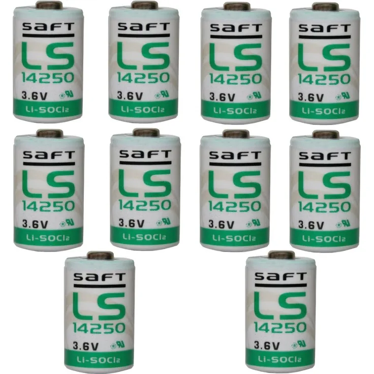 SAFT 10x Lithium Batterie LS14250 1/2AA, 3,6V, 1200mAh, Lithium-SOCl2