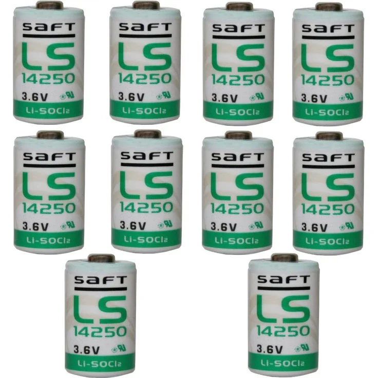 SAFT 10x Lithium Batterie LS14250 1/2AA, 3,6V, 1200mAh, Lithium-SOCl2