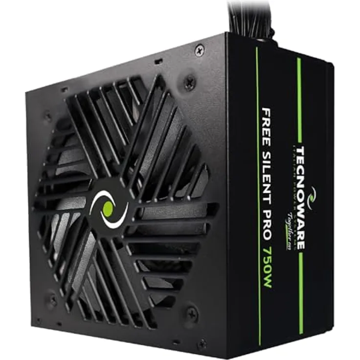 Tecnoware Power Systems Netzteil Free Silent PRO 750 für erweiterte PCs mit NVIDIA GeForce GTX - RTX Grafikkarte, leiser Lüfter, optimierte Kabelführung