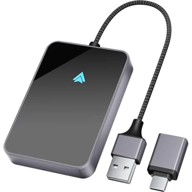 SALCAR Android Auto Wireless Adapter 2025, kabelloser Dongle mit A7-Chip, WiFi 6, kompatibel mit Android 11 oder höher, USB-C/A, automatisches Pairing, Aluminiumgehäuse – Bild 1