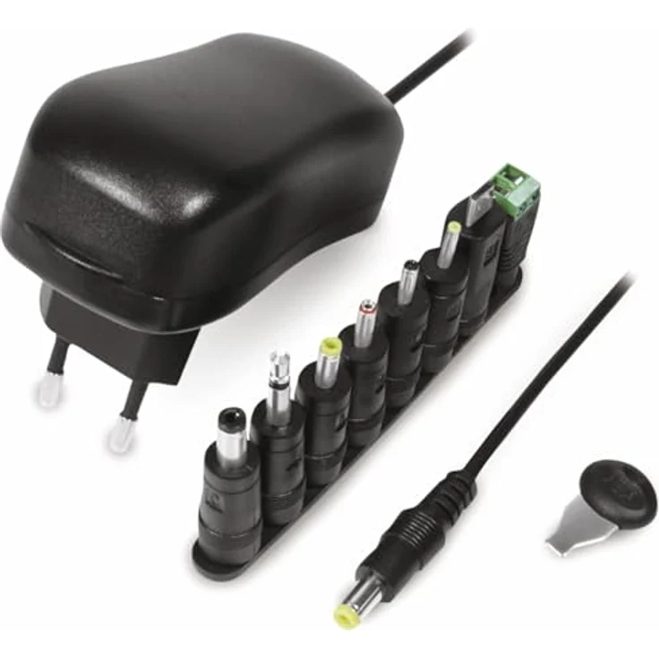 LogiLink PA0167 Universalnetzteil, 12W Schwarz mit 8 Adaptern und Schutzmechanismen für Zuhause und Büro – Bild 1