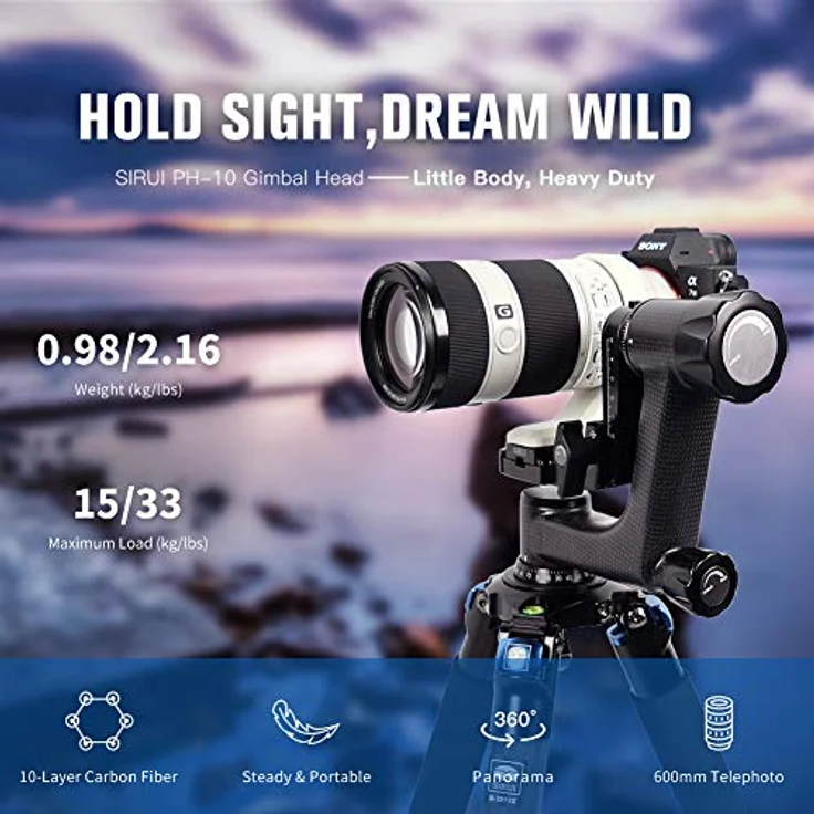 SIRUI PH-10 Gimbal Head Stativkopf aus Carbon - Kardankopf – Bild 8