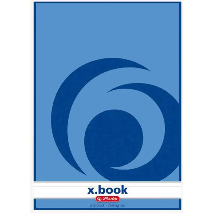 Herlitz x.book Briefblock A4, ungelocht, 50 Blatt, liniert, 70 g/qm, holzfrei, Hardcover, VE=5