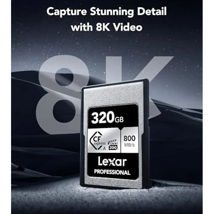 Lexar Professional SILVER Series CFexpress Typ A Karte 320GB, CFe Karte bis zu 800 MB/s Lesen, VPG200, 8K Video, kompatibel mit Sony Alpha/Sony FX Kameras – Bild 2