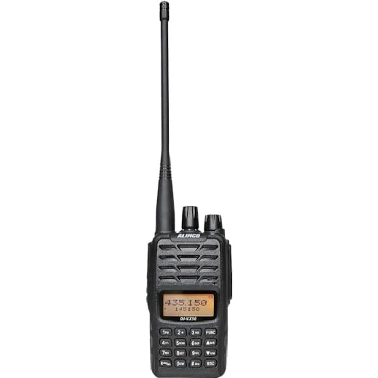 Alinco DJ-VX-50-HE, Tragbarer VHF/UHF-Radiosender, Dualband, mehrfarbiges Display, VOX, DTMF, CTCSS-DCS, FM-Radio, IP67, 1800-mAh-Akku, 200 Speicherkanäle – Bild 1