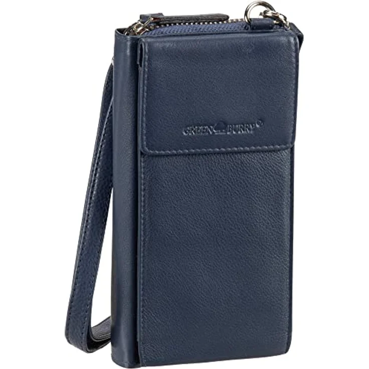 Greenburry Nappa Handytasche RFID, Leder 8 cm, blau, 100% Leder – Bild 1