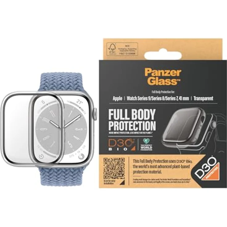 Panzer Glass Panzerglass Full Body Apple Watch 2023 w. D3O, 41mm, Transp. - Kratzfest, geschützt durch D3O Bio, MIL-STD-810H Military Standard – Bild 2