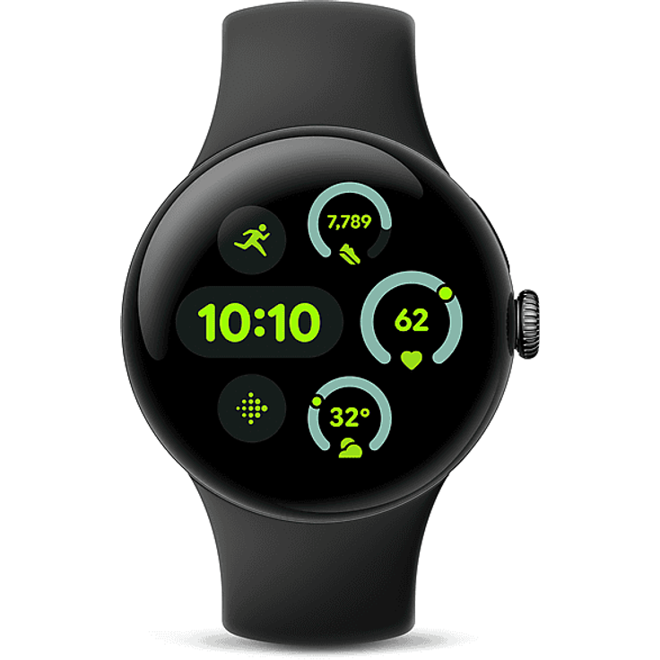 GOOGLE Pixel Watch 3 (LTE) Smartwatch Aluminium Fluorelastomer, 41mm, Obsidian