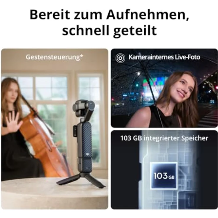 DJI Osmo Pocket 4P Vlog Combo, 7680 x 4320 Pixel Action Kamera mit 4K Ultra HD, Schwarz – Bild 5