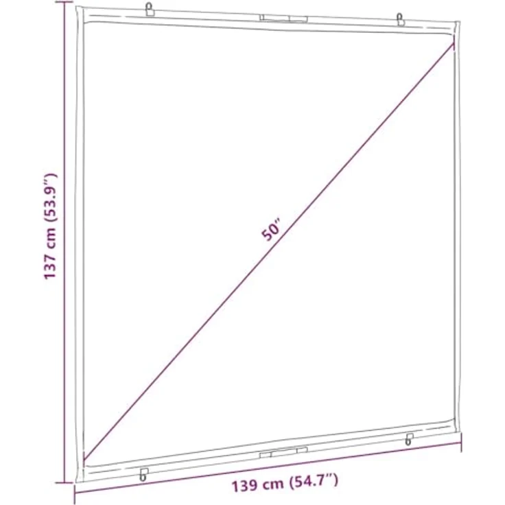 vidaXL Beamer Leinwand Wandhängend 72 Zoll 1:1, Projektionswand aus 100 % Polyester, ideales Heimkino- und Präsentationszubehör – Bild 4