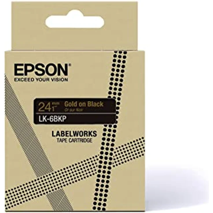 Epson Etikettenkassette, Metallicband LK-6BKP gold auf schwarz, langlebiges Beschriftungsband für Epson LabelWorks Etikettendrucker, wasser- & verschleißfest, 9 m x 24 mm – Bild 3