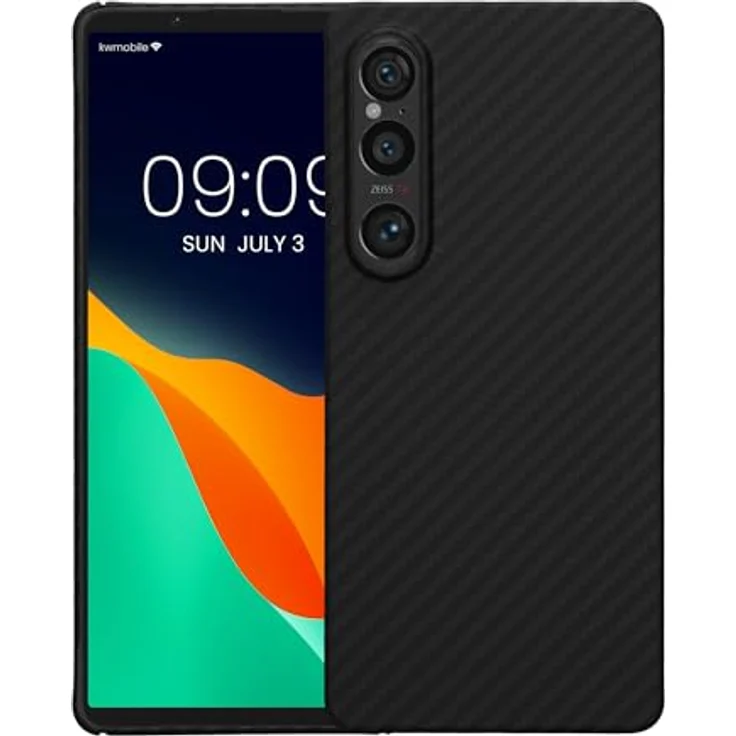kalibri Schutzhülle kompatibel mit Sony Xperia 1 VI - Aramid Backcover - Schwarz matt, extrem fest und leicht – Bild 5