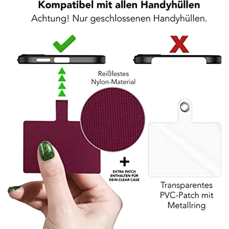 Nalia HoldMe Air, Universal Handykette mit 160 cm Lanyard, verstellbarer Schlaufe & Edelstahlkarabiner, kompatibel mit Full-Cover Hüllen – Bild 6