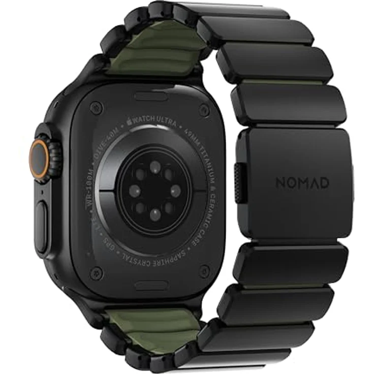 NOMAD Stratos Band I für Apple Watch 42/44/45/46/49mm, Hybrid-Design aus Titan und FKM, wasserresistent, Black Forest – Bild 4