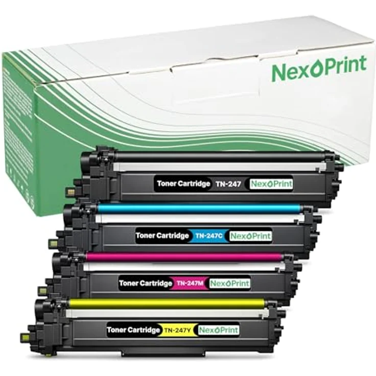 NexoPrint Toner kompatibel zu Brother TN-247, Schwarz, Cyan, Magenta, Yellow, für HL-L3210CW, DCP-L3550CDW, MFC-L3770CDW, 11400 Seiten, brillante Druckqualität – Bild 1