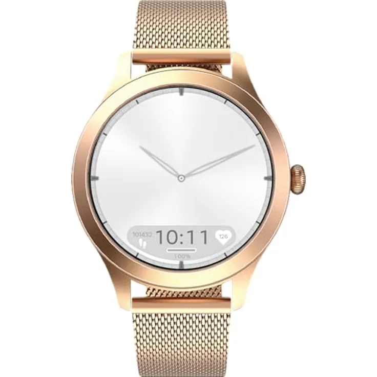 MAXCOM Smartwatch FW44 2 IP68 mit Milanaise Armband, Gold, AMOLED Touchscreen, Fitness-Tracker