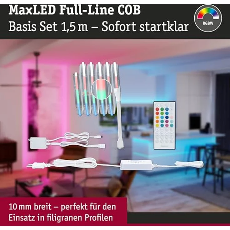Paulmann 71197 MaxLED 500 LED Strip RGBW 1,5m 10W 530lm, m 896 LEDs, m RGBW 24VA - Komplettes RGBW Lichtset mit Flexibler Erweiterungsmöglichkeit – Bild 3
