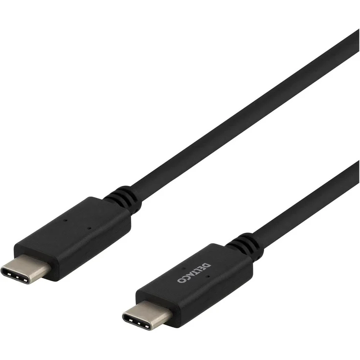 Deltaco USBC-2003M USB 2.0 Kabel, 3 m, Schwarz, USB-C auf USB-C, Übertragungsgeschwindigkeit bis 480 Mbit/s