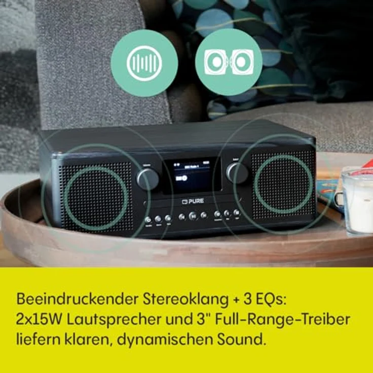 Pure Classic C-D6i All-in-One Internetradio mit WLAN, DAB+/FM, Bluetooth 5.3, CD-Player, USB, AUX, 150 Speicherplätze, 2X 15W Stereo-Sound, Farbdisplay, Wecker & Sleep-Timer in Schwarz – Bild 4