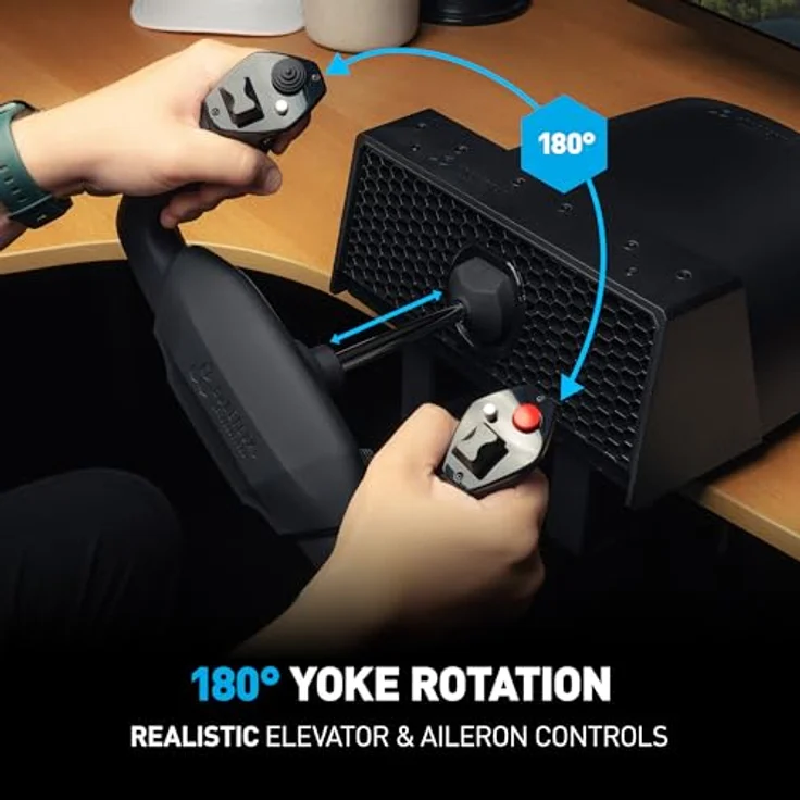 HONEYCOMB Alpha Flight Controls Lite, Wired Flight Control Yoke für PC mit 180° selbstzentrierendem Joystick und programmierbaren Tasten – Bild 4