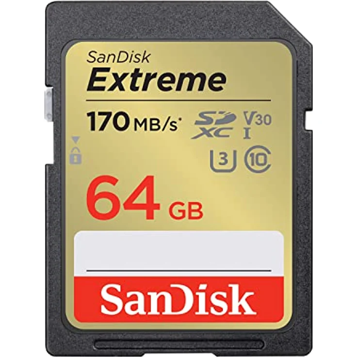 SanDisk Extreme SDXC UHS-I Speicherkarte 64 GB (V30, 170 MB/s Übertragung, U3, 4K UHD Videos, SanDisk QuickFlow-Technologie, wasserdicht, stoßfest, temperaturbeständig) – Bild 1