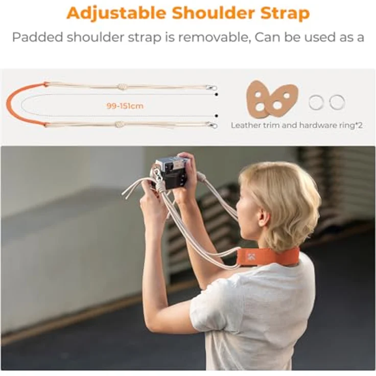 K&F CONCEPT Kameratasche, Modische Umhängetasche mit Staufächern, Leichte Tragetasche für spiegellose Kameras, Orange – Bild 5
