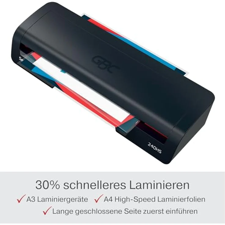 GBC Laminiergerät 240HS, Hochgeschwindigkeits-Laminierer für A3-Dokumente bis 125 µm mit 400 mm/min Laminiergeschwindigkeit und Abschaltautomatik – Bild 5