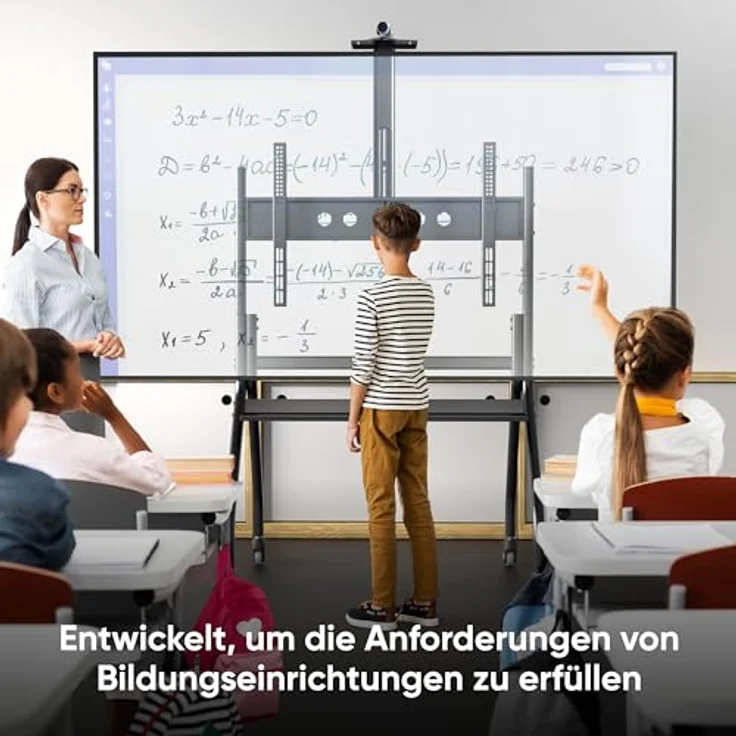 ONKRON TS2080-B, rollbarer TV Ständer für 60-120 Zoll Fernseher, max. Belastung 150 kg, höhenverstellbar, max. VESA 1000x600, mit Rollen, Schwarz – Bild 2