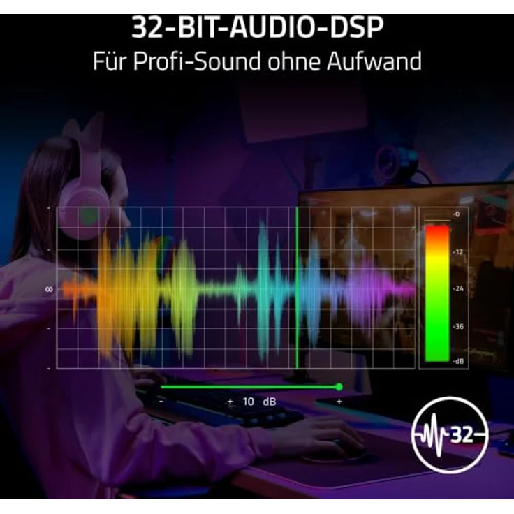 Razer Seiren V3 Chroma, RGB-USB-Mikrofon mit 32-Bit-DSP, Supernieren-Kondensatormikrofon und KI-Audioverarbeitung, Quartz – Bild 2